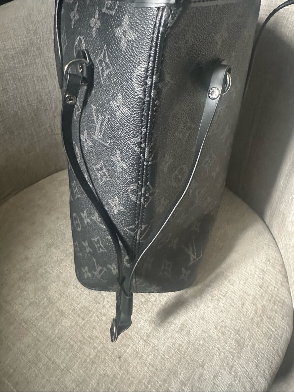 Black Monogram Tote with Red Interior - Picture 8 of 10
